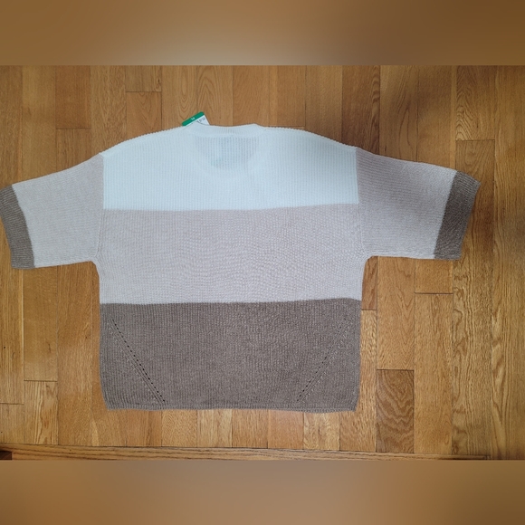 Matty M Women's Color Block Sweater - Cream, Taupe, and Brown - Picture 7 of 10